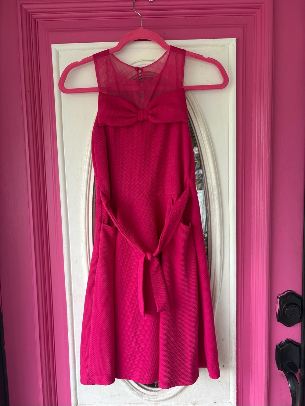 Bonnie Jean Hot Pink Bow Front Formal Dress